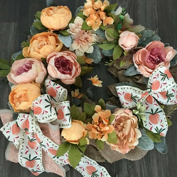 Stunning Peachy Wreath Beautiful Blooms Wreath Home Front Door Decor Fin… - Picture 3 of 4